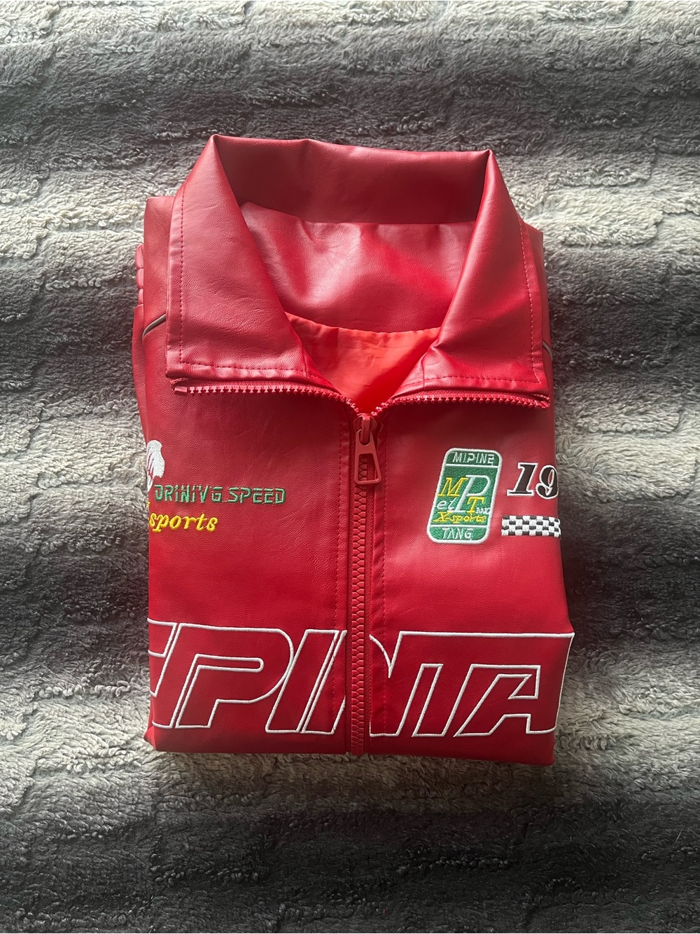 Red leather Racing Jacket